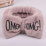 New OMG Letter Coral Fleece Wash Face Bow Hairbands For Women Girls Headbands Headwear Hair Bands Turban Hair