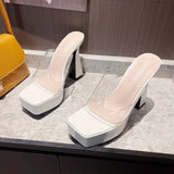 Zingj Summer New Women's Shoes 12Cm Waterproof Table High Heels Runway Show Nightclub Thick Heel Sandals Sandals