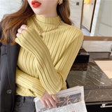 Zingj Sweater Women's Thin Half-High Collar Solid Color Knitted Sweater 2023 Autumn And Winter New Stylish Slimming