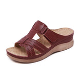 Zingj Women's Shoes 2024 Summer New One-Shaped Hollowed-Out Fish Mouth Slope Heel Magic Paste Sandals Slippers Women's Large Size Women's