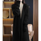 And Winter 2025 New Long Cashmeet Cardigan Women's Long Hooded Knitted Coat Over The Knee Wool