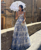 Women's Wear New Style Spring And Summer Shoulder Fashion Eugen Gauze Long Temperament Evening Dress