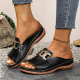 And Thick-Bottomed Slippers Women 2025 New Large-Size Casual Fashion Simple Metal Buckle Fish Mouth