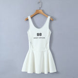 Spring Style Lace U-Collar Digital Printing Sports Style Slim Dress Short