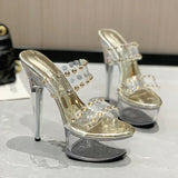 Zingj Fashion Summer New Pointed Transparent Waterproof Platform Fine Heel Fashion Runway Ultra High Heel Women's Single Shoes And