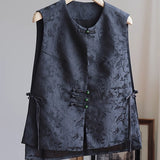 Chinese Style Vest Women's 2023 Summer New Round Collar Sleeveless Retro Style Jacquard Horse Clip With Black