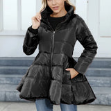 2023 New Style Design Feeling Repair Collar Girl Medium And Long Style Thickened Waist Cotton