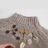 Autumn New Beaded Sweaters With Loose Semi-High Necks