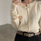 Vintage Cable Knit Slim Knitted CardiganOutfit