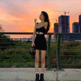 Sling V-neck Halter Sexy Hollow Slim Fit Hip DressOutfit