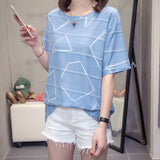 TShirt Summer Women's Casual Short-sleeved T-shirt Printing Cotton Tops Loose Plus Size Leisure Tees L
