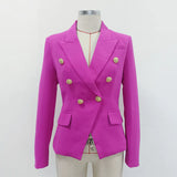 High-Grade Sharp Star Suit Jacket Female Metal Lion Head Buckle Double Buckle Small