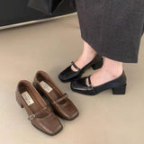 Zingj Thick Heel Night Night Shoes French Shoes Women's Shoes 2024 New Spring And Fall Black Mary Jane Small Leather