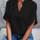 Summer New V-Neck Shirt Women Solid Color Casual Buffet