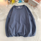 Korean New Women Basic O Neck Sweatshirt Spring Oversized Solid 12 Colors Hoodies 2022 Girls Casual Harajuku