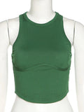 Solid Tank Tops Women Skinny O-Neck Sleeveless Body-Shaping Undefined All-Matching Vest Female Streetwear