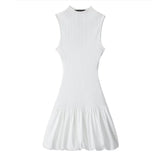New Balloon Version Rib Slim Dress With Bare Back