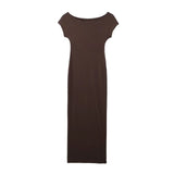 New Fitting Solid Color Medium And Long Version Knitted Dress