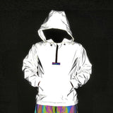 Highlight Hooded Jacket Half Zipper Full Reflective Jacket Jumper-Outfit