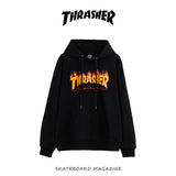 Fall New American Version Of Classic Flame Hooded Hoodie Men's Round Collar Loose Couple Hooded Jacket Ins