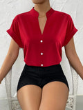 Zingj Wise Hot Style Summer Simple V Collar Women Shirt Shirt Women's