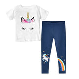 Pieces Kids Children Girls Clothes Set Little Girl Summer Cartoon Print T Shirt and Pants Leggings Outfits Clothing