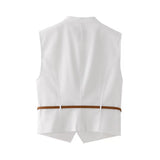 Vest Top 2010816 With Belt Wide Pleated Skirt Trousers 4365403