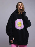 Zingj Hoodie 2024 New Female Ins Loose Sports Casual Print