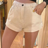 Women Denim Casual Mini Solid Street Style High Waist Summer Basic Cool Sexy Vintage Loose Cozy Chic Female Simple