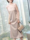 Women Party Dress Plus Size S-5XL Double Layer fabric High Quality Summer Spaghetti Satin Long Woman Dress Soft