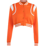 Long Sleeves Hit Color Short Button Baseball Suit Autumn New Fashionable All Kinds Of Spicy Girls Coat