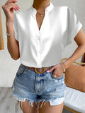 Zingj Wise Hot Style Summer Simple V Collar Women Shirt Shirt Women's