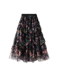 Splicing Color Flower Mesh Dress Dress Girl 2025 Spring Court Style Temperament Cake Skirt