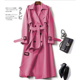 Zingj Female In The Long 2024 Spring And Autumn New Korean Version Of Large Size Popular British Wind Coat Over The Knee Black Coat