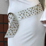 Girls Fashionable Retro Rivet Ring PU Leather Belt 2024 Sexy Waist Elastic Waist Seal Accessories