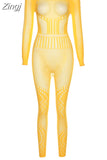 Women Autumn 2023 New Y2K Solid High Street Sexy&Club Slightly Transparent Holes Decoration Long Sleeve Skinny