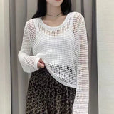Zingj New Summer Style Thin Hollowed-Out Sweater Women's Round Collar, Long Sleeves, Loose Jackets, Fashion