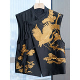 Fashion Vest Jacket Fashionable Foreign Style Heavy Industry Crane Embroidery New Chinese Style Loose Lace Horse Clip