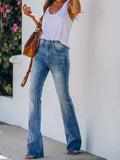 The Monkey Elastic Wide Leg Horn Jeans Woman-Outfit