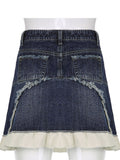 Pleated Mini Denim Skirt Women High Waist A Line Brown Micro Skirt Femme Girls Hot Jeans Skirts Grunge Bottom