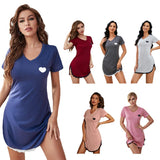 Zingj Dress Female Summer Short Sleeves Sexy Lady Pajamas Home Clothes