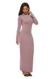 Polyester Spandex Fashion Solid Color Long Sleeve Stretch Slim Turtleneck