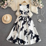 Vest, Long Dress, High Sense, Light Extravagant Round Collar, Waist Slim, Sleeveless A-Print, Large Pendulum