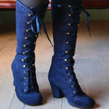 High Knight Boots Fashionable Suede With Autumn And Winter Round Head Thick Heels Wish High