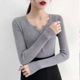 Zingj Women's Autumn And Winter Knitted Sweater With 2023 New High-End V Tie Bottom Slim White Long-Sleeved
