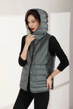 Autumn And Winter New Style Down Jacket Vest Female Short Money Double-Sided Wear Light Hooded Casual Warm Coat Tide Horse Clip-Outfit