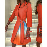 Zingj V-Neck Fashion Strap Waist Sleeve Pleated