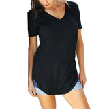 V-Neck Short-Sleeved T-Shirt Woman Loose Casual Tops for Women Black S-5Xl 9 Colors Tees Women's 2022