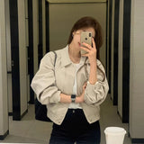 Women Bomber Jackets Short Solid High Street Cargo Outwear Spring Autumn Female Casual New Stylish All-match