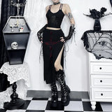 Summer 2024 New Hip Skirt Dark Wind Sexy Cross Splicing Basic Tie-Up Half-Skirt